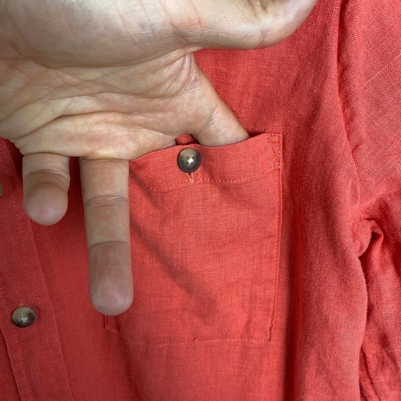 Reitmans Women's Coral Linen Blend Long Sleeve Button Up Shirt Size Large Beach - Picture 4 of 12